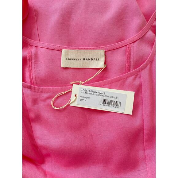 Loeffler Randall Carmina Bubblegum Pink Curve Puff Sleeve Midi Maxi Dress NEW - Picture 10 of 10